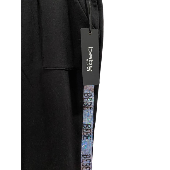 BEBE Women's Black Sequin Striped Joggers - Chic Comfort In Size Medium wom825 - Picture 6 of 7